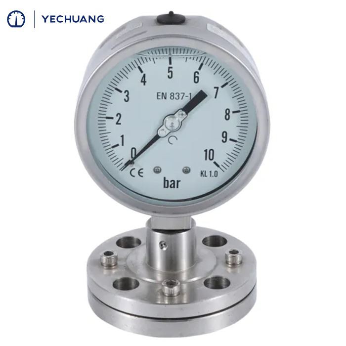 Diaphragm-Seal-Pressure-Gauge-Stainless-Steel-En837-10bar-Manometer